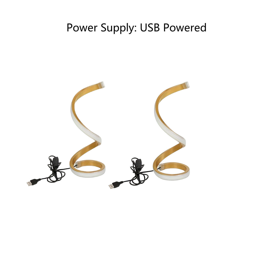 2Pcs Creative Spiral Three-Color Adjustable LED Desk Lamp, Three-Color Dimming, Soft Lighting, Eye-Friendly And Comfortable, Suitable For Bedroom, Living Room, Bathroom, And Home Decor, USB-Powered