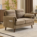 125cm 2-Seater Loveseat Fabric Soft Armrest Office Living Room Bedroom Study Easy Assembly Linen Brown Customized