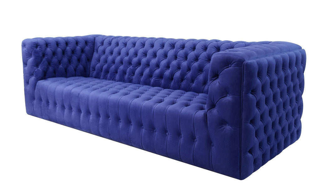 Canvello Blue Velvet Tufted Sofa-1