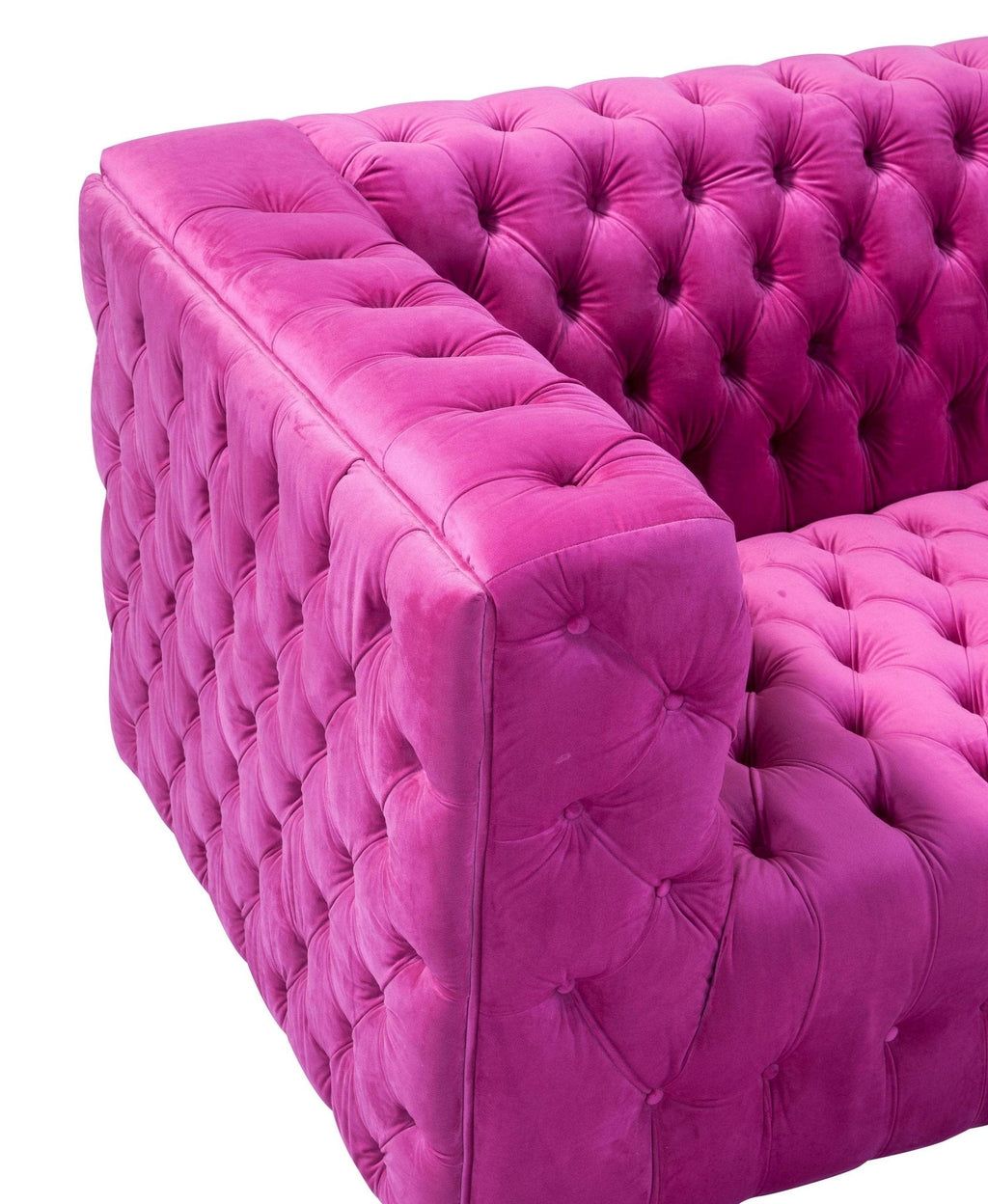 Canvello Velvet Tufted Sofa (pinkish-purplish-red)-3
