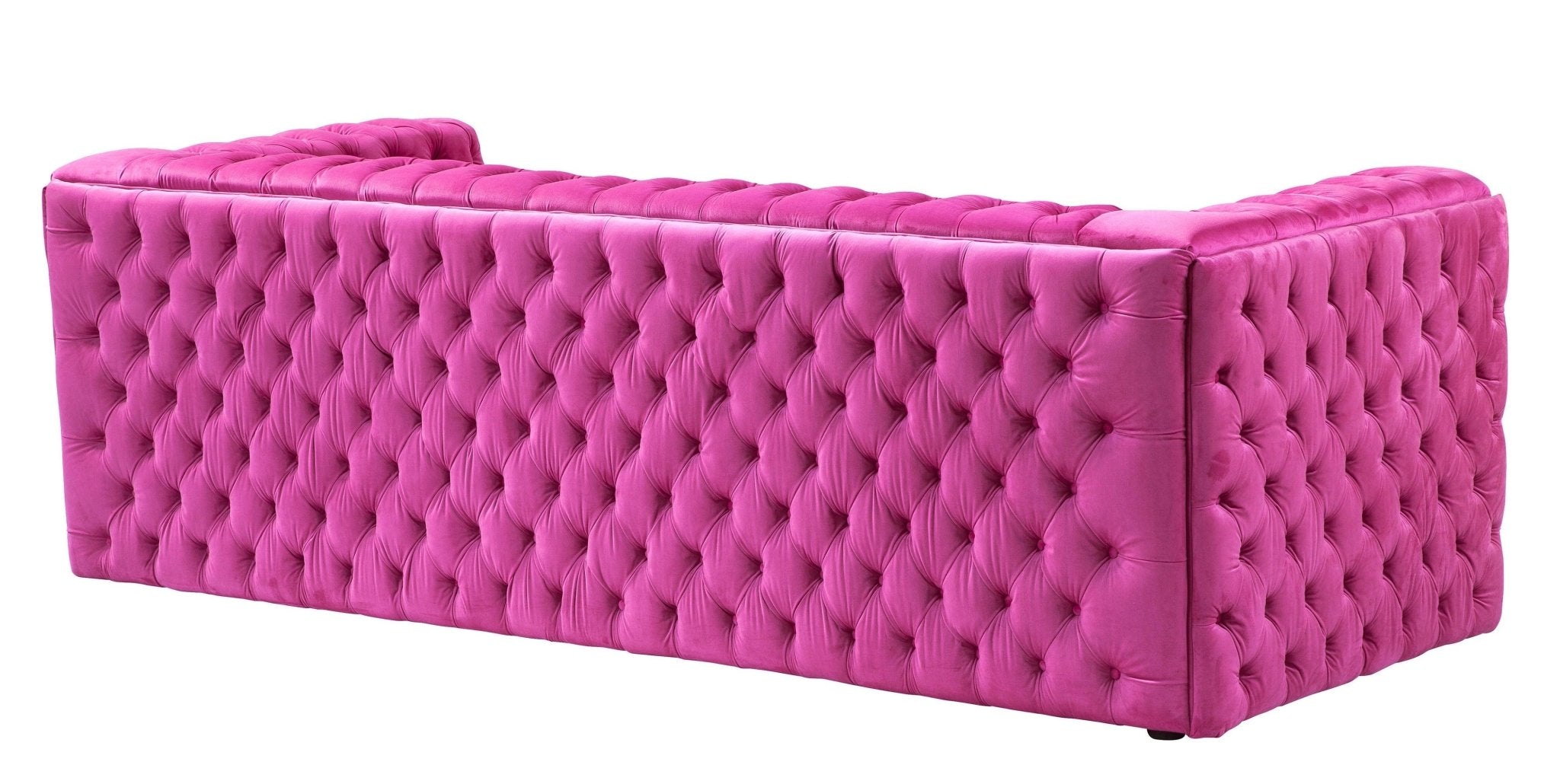 Canvello Velvet Tufted Sofa (pinkish-purplish-red)-2